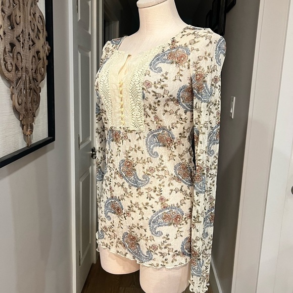 RALPH LAUREN DENIM AND SUPPLY semi sheer paisley long sleeve top - Picture 8 of 13